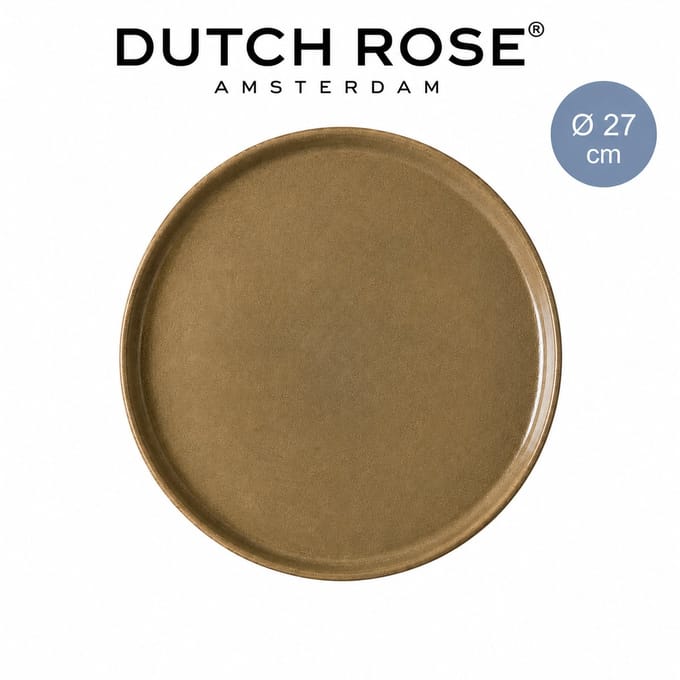 Dutch Rose Serenity Borden - Dinerborden - Ø 27cm - Stoneware Handgemaakt - Camel
