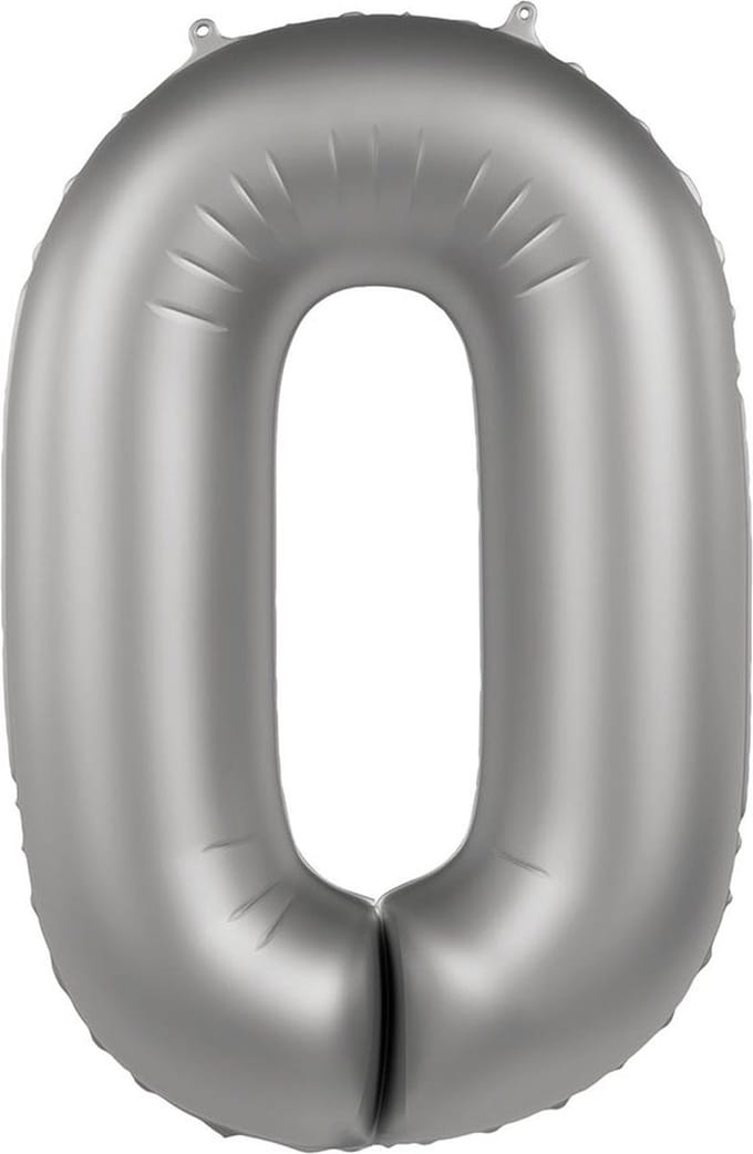 Folat - Folieballon Cijfer 0 Moonlight Silver - 86 cm