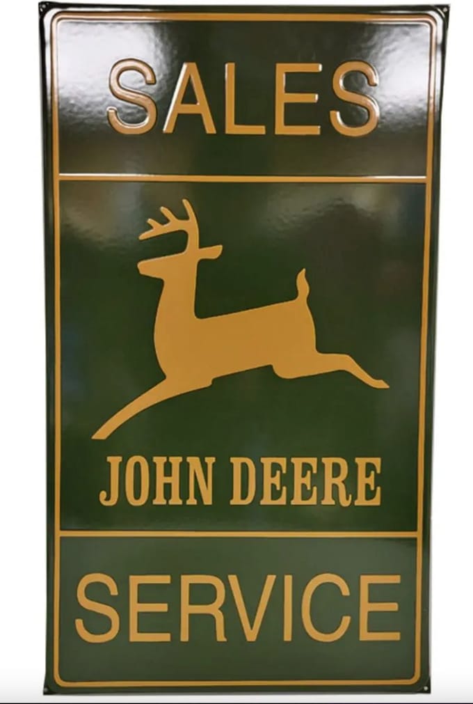 John Deere Sales Service Emaille Bord - 70 x 40 cm