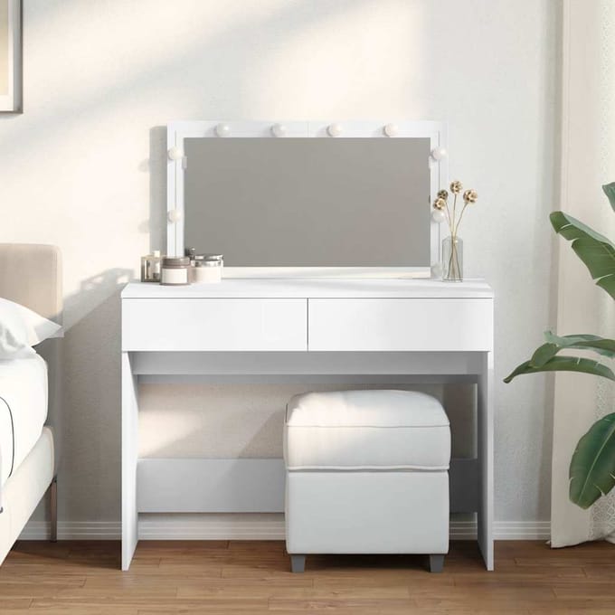 vidaXL - Kaptafel - met - LED-verlichting - 100x40x120 - cm - wit