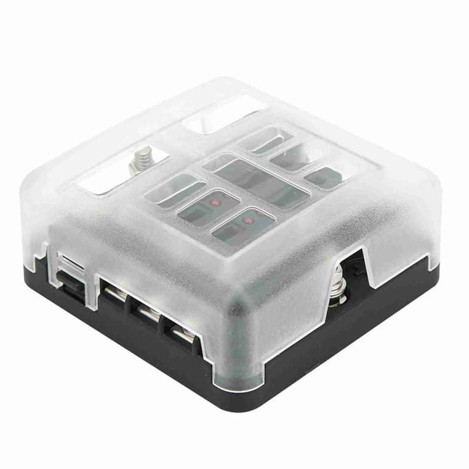 6-weg Zekeringkast Auto Boot Stroomverdeling Steekzekeringhouder Blok Paneel 12V?32V gray