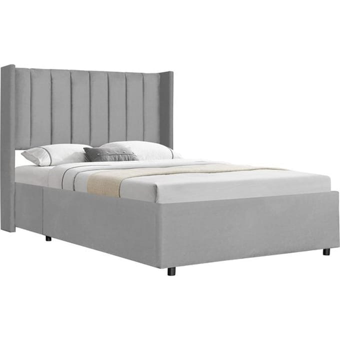 Gestoffeerd bed Savona - 200 x 140 cm - Lichtgrijs - Incl. Bedlade