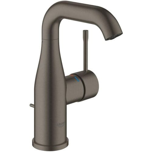 GROHE Essence Wastafelkraan – Medium - Met trekwaste - Hard graphite geborsteld (mat antraciet) - AquaCalibrator