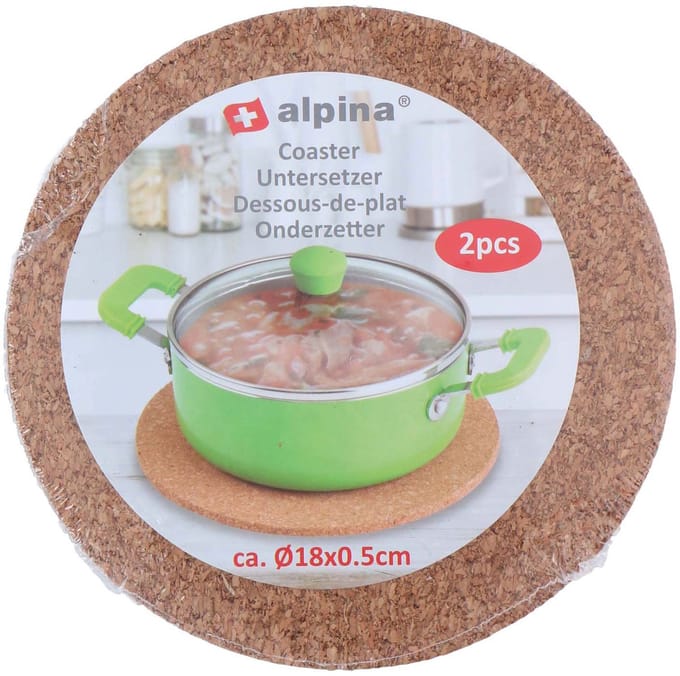Alpina Onderzetterset 2-delig kurk Ø18cm