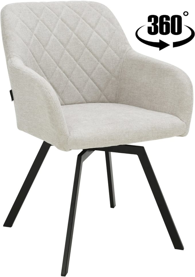 ExitoDesign Panko Serie - Beige Gestoffeerde Draaistoel - Metaal - Comfortabel