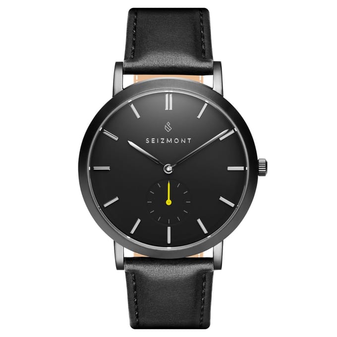 Aether Ivano Minimalistisch Zwart & Geel Horloge