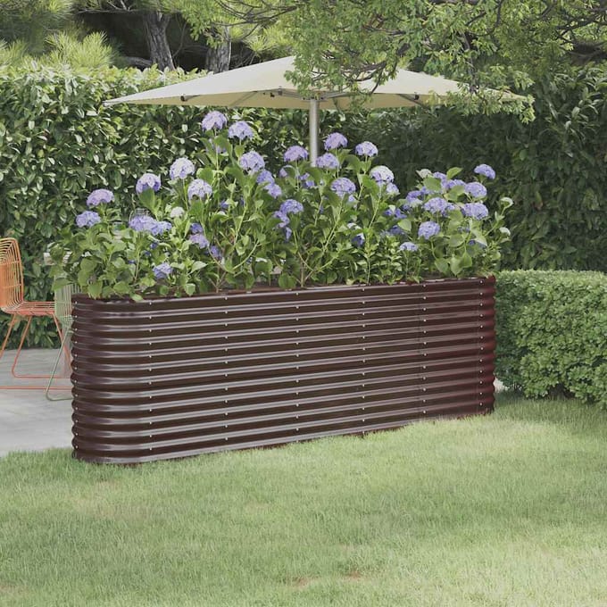 vidaXL - Plantenbak - 224x40x68 - cm - gegalvaniseerd - staal - bruin