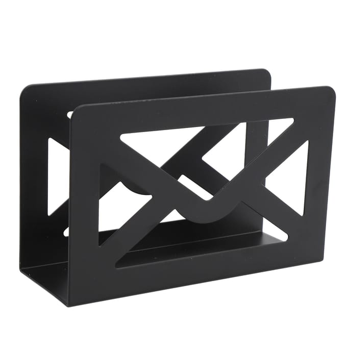 Desktop Metalen Briefhouder Moderne Zwarte Brief Organizer Multifunctionele Briefsorter Organizer met Uitgesneden Envelop black