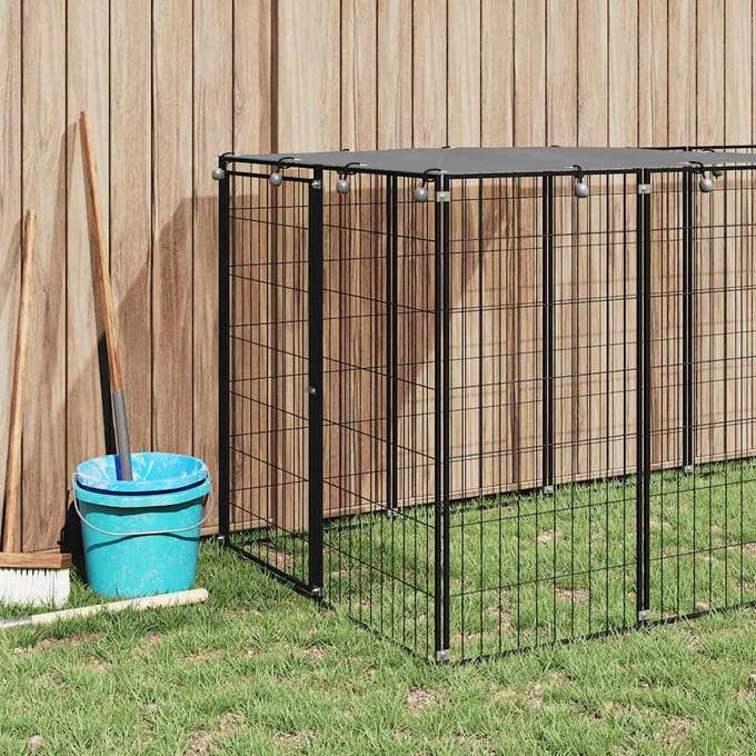 vidaXL - Hondenkennel - 6,05 - m² - staal - zwart