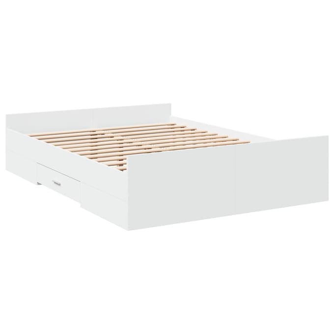 vidaXL Bedframe met lades bewerkt hout wit 135x190 cm