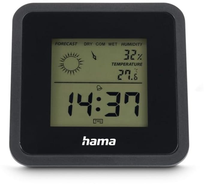 Digitale Thermometer en Hygrometer - Binnenluchtvochtigheid en Temperatuurmeter met Klok