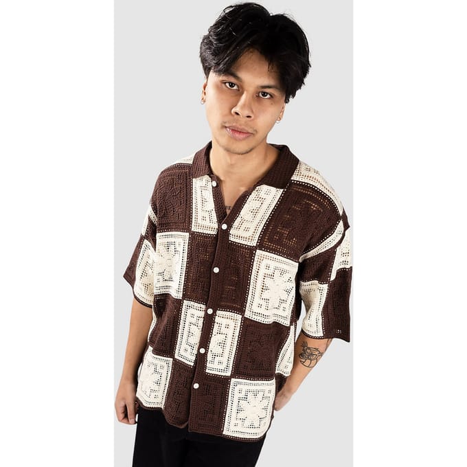Woodbird WBBanks Crochet Knit Shirt bruin