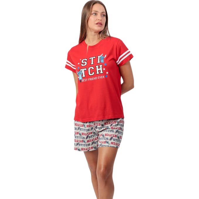 Pyjama-sets Admas Pyjamashort t-shirt Stitch University Disney