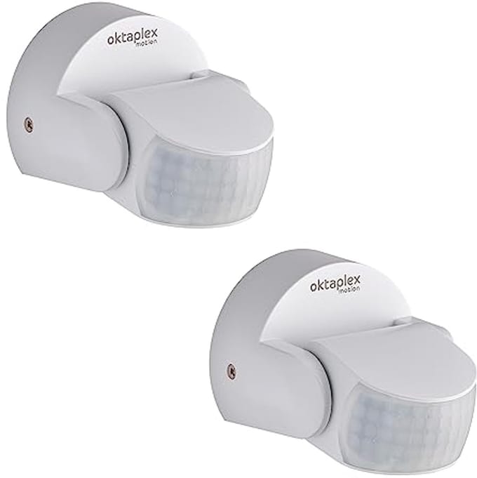 Set van 2 Buitenbewegingsmelders met 180° & 360° Draaibaarheid en 12m Bereik