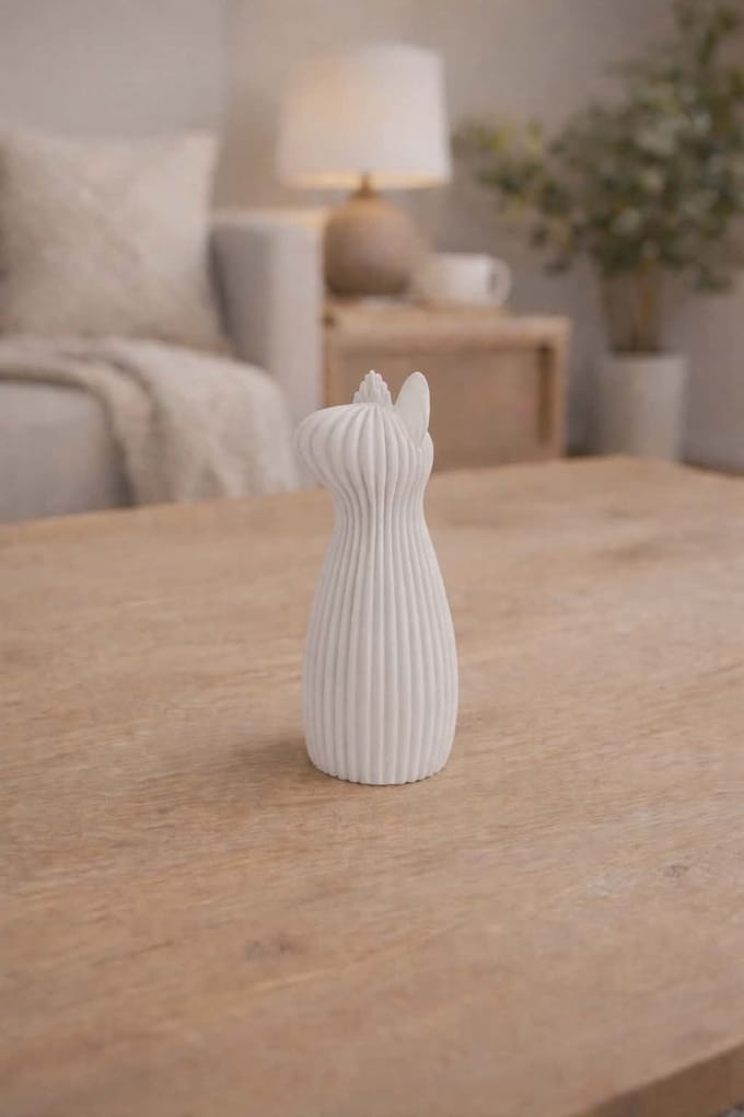 Moderne 3D Hond Decoratie - Wit - Huisdier - Ribbel - 3d - 3d geprint - PLA - Rona Design