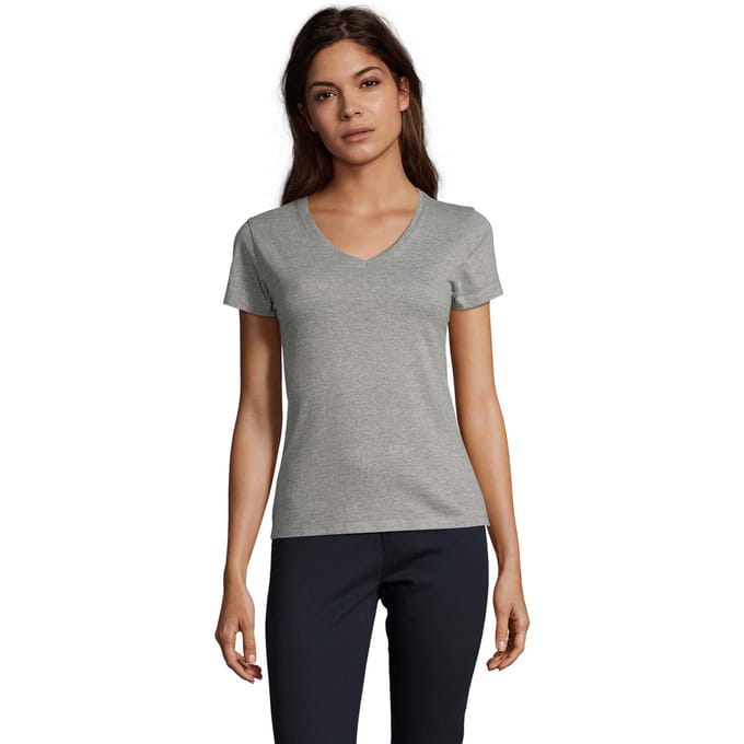 SOLS Dames/Dames Imperial V Hals T-shirt (Grijze Melange)