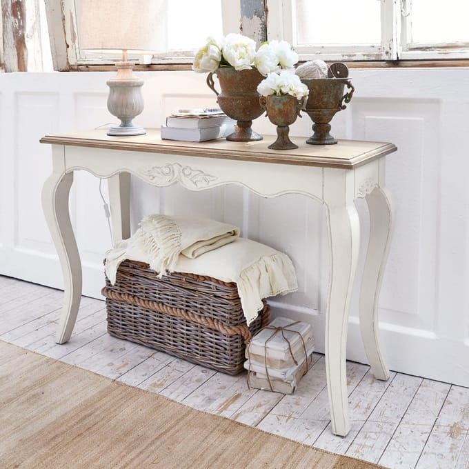 LOBERON Sidetable Bellerose antiekwit/bruin