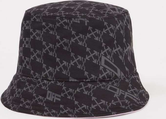 Off-White Warped bucket hoed - Zwart/ Grijs - Paars binnenin - One Size (58cm omtrek)