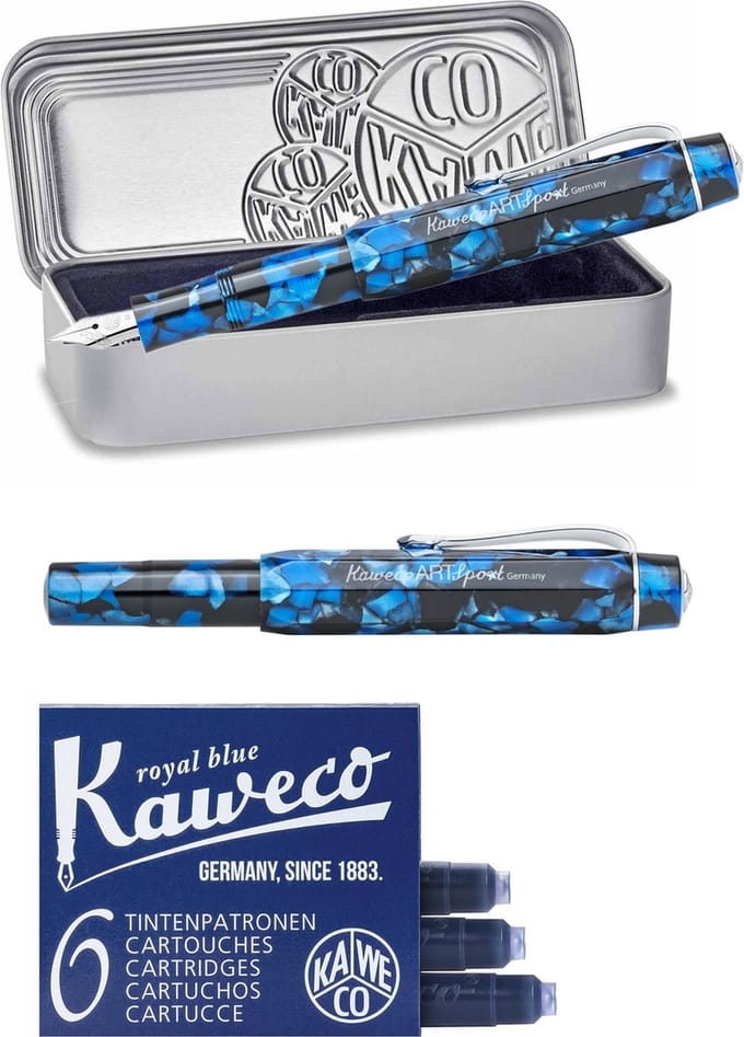 Kaweco - Vulpen - Art Sport - Pebble Blue - Breed - Doosje vullingen