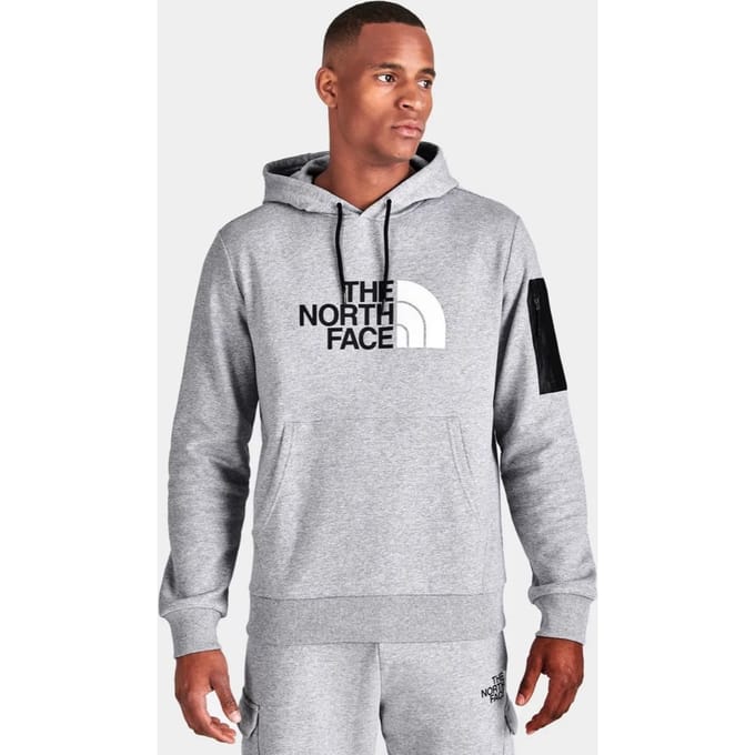 The North Face Logo Woven Pocket Hoodie in Lichtgrijs