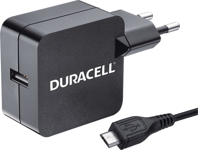 Duracell micro USB 2.4A 220V EU oplader (incl. kabel)