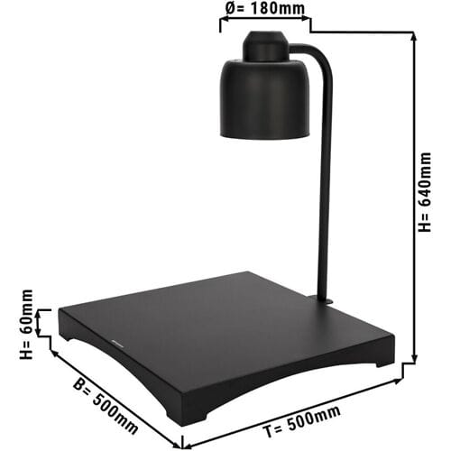 GGM Gastro Buffet-Wärmelampe Infrarot - 250 Watt - Eckig - Schwarz