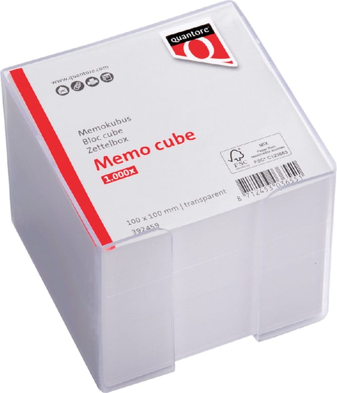 Memokubus quantore 10x10x9cm 900v transparant | 12 stuks