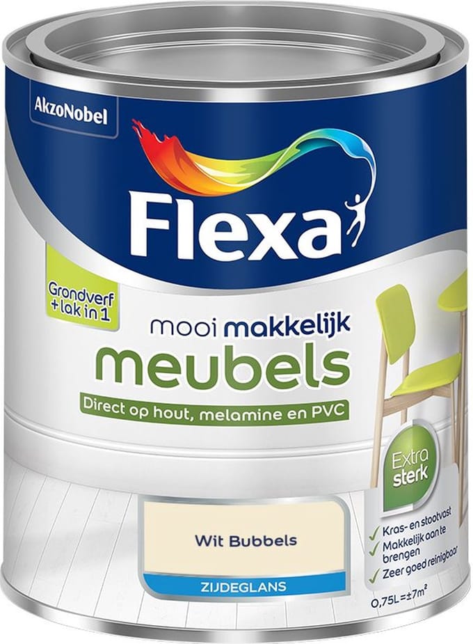 Flexa - Mooi Makkelijk Meubels Zijdeglans - Wit Bubbels - Mengverf - 750 Ml