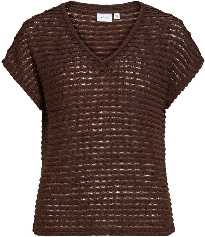 T-Shirt LOGAN V-NECK VILA COFFEE BEAN
