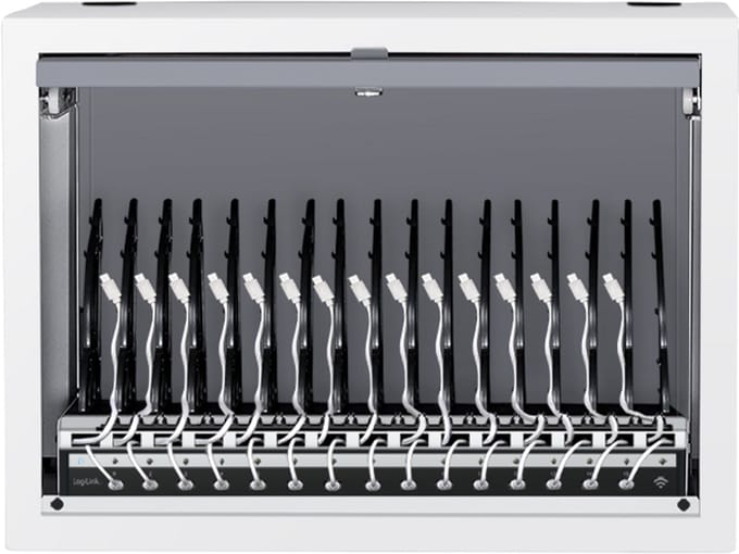 LogiLink oplaadkast voor USB-C apparaten, 15 oplaadplaatsen, grijs
