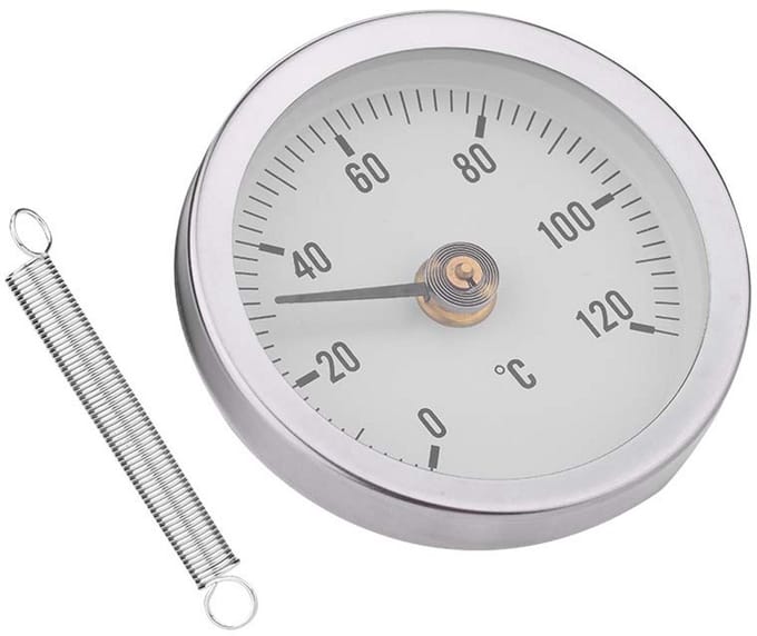 Bimetaal Oppervlaktethermometer voor Warmwaterleidingen 0-120°C - Clip-on