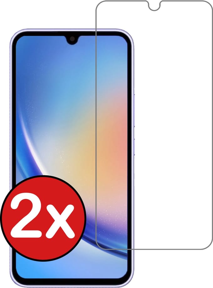 Screenprotector - 2 Stuks - Geschikt voor Samsung Galaxy A34 - Extra Sterk - Beschermglas - Gehard Glas - Tempered Glass - Screen Protector