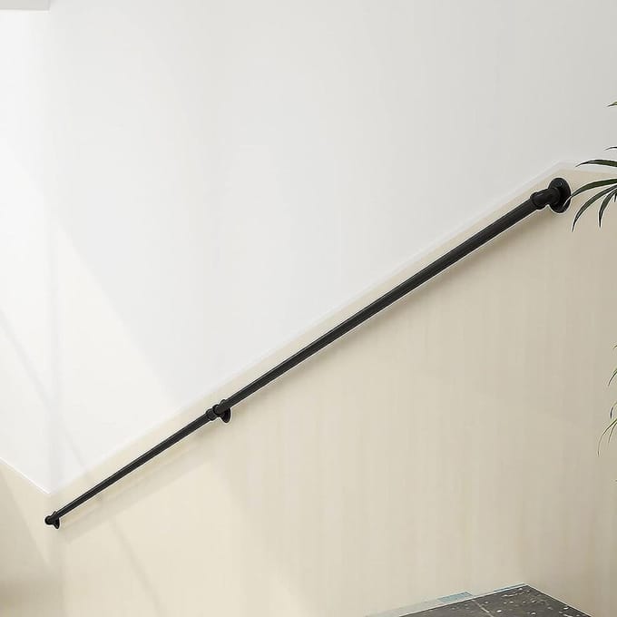 Trapleuning Wandmontage - Handgreep Buis - Veiligheid Binnen - Industrieel Design - 1 Meter - Zwart