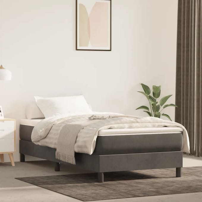 vidaXL - Boxspring - bed - 90x190 - cm - fluweel - donkergrijs