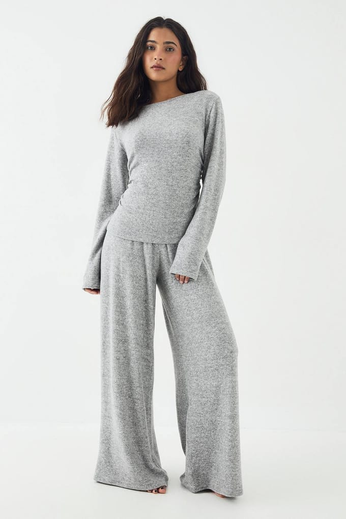 Dames DSGN Studio Gerimpelde Zijkant Lange Mouwen Top | Ash Grey | Maat: 2XL