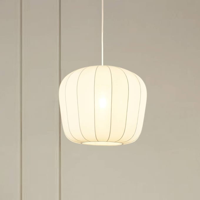 Lindby - Hanglamp - 1licht - Stof - H: 30 cm - E27 - wit