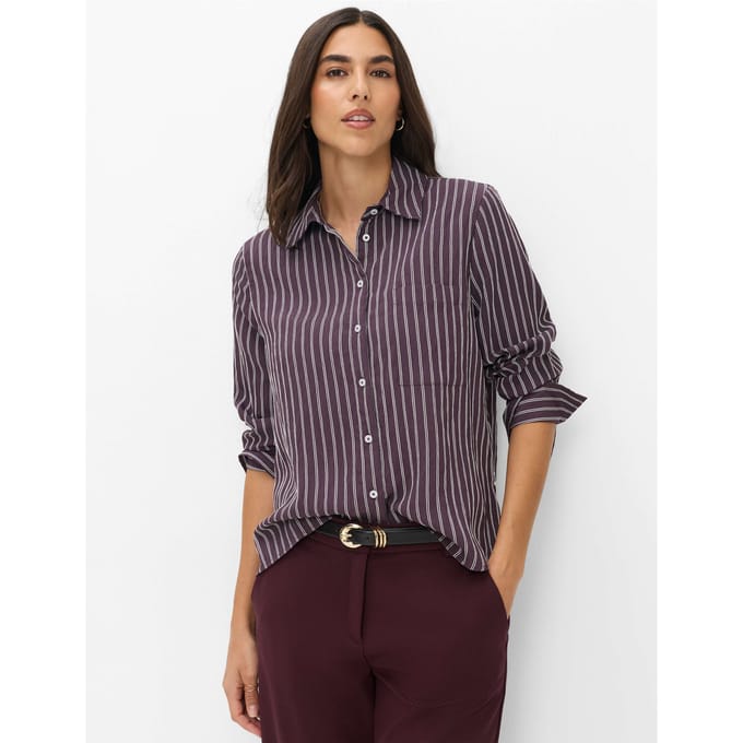 Brax Dames Blouse  Style VICA blackberry violet, donkerpaars, maat 48