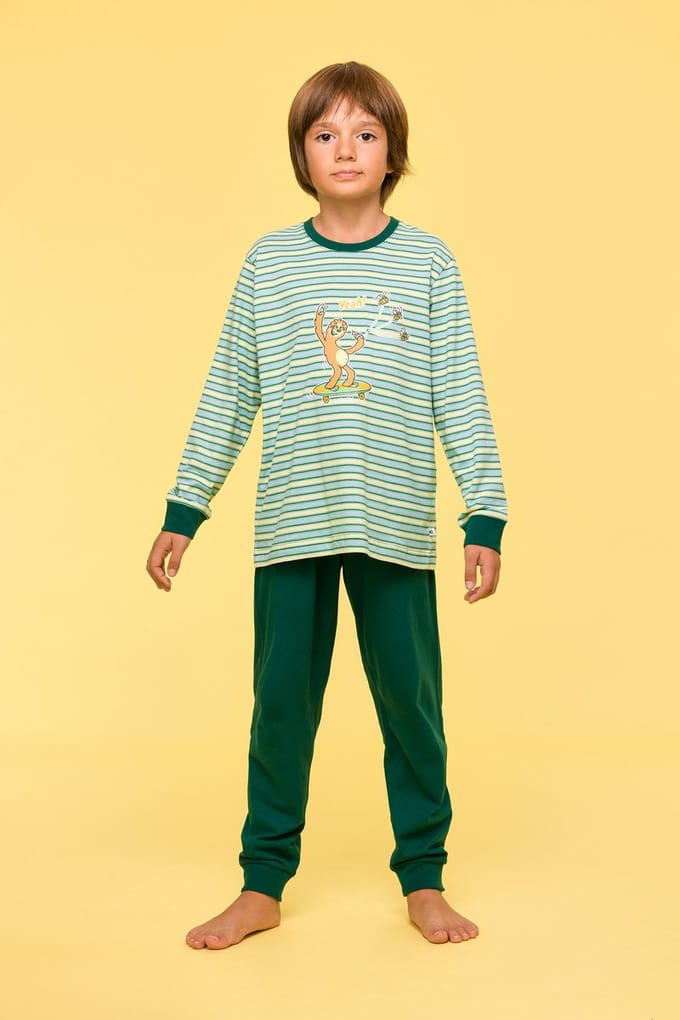 Woody Jongens-Heren Pyjama multicolor streep - maat 062/3M