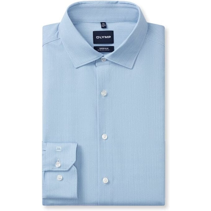 OLYMP No. Six 24/Seven Overhemd, Super Slim, Modern Kent, Ozonblauw