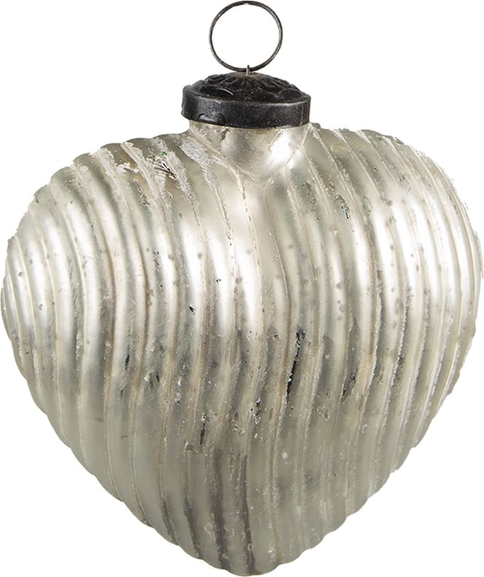 Clayre & Eef Kerstbal Overig 9x4x10 cm Zilverkleurig Glas Kerstballen