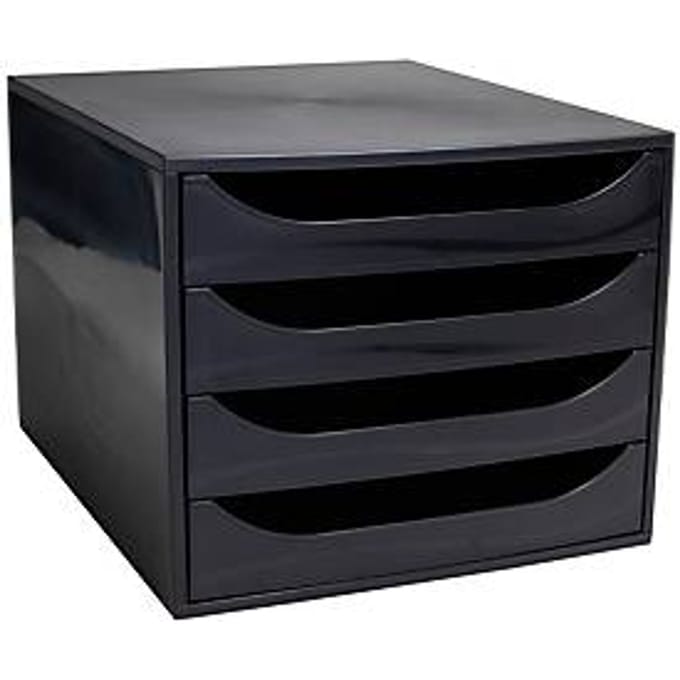 Exacompta ECOBOX ladebox 4 laden frambooskleurig, A4/A4+, open front, stil, veiligheidsstop