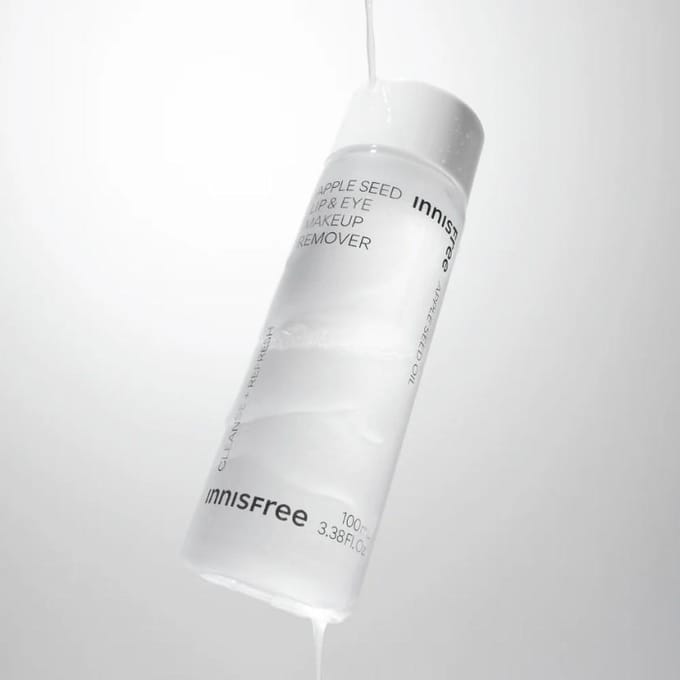 Innisfree Apple Seed Lip&Eye Make-up Remover 100ml, zonder vettig gevoel. Appelzaadolie hydrateert en voedt, zonder huidirritatie 100ML white