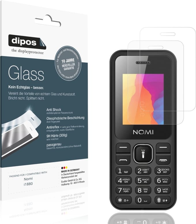 dipos – 2x Matte Pantserfolie geschikt voor Nomi i1880 | 9H Screenprotector
