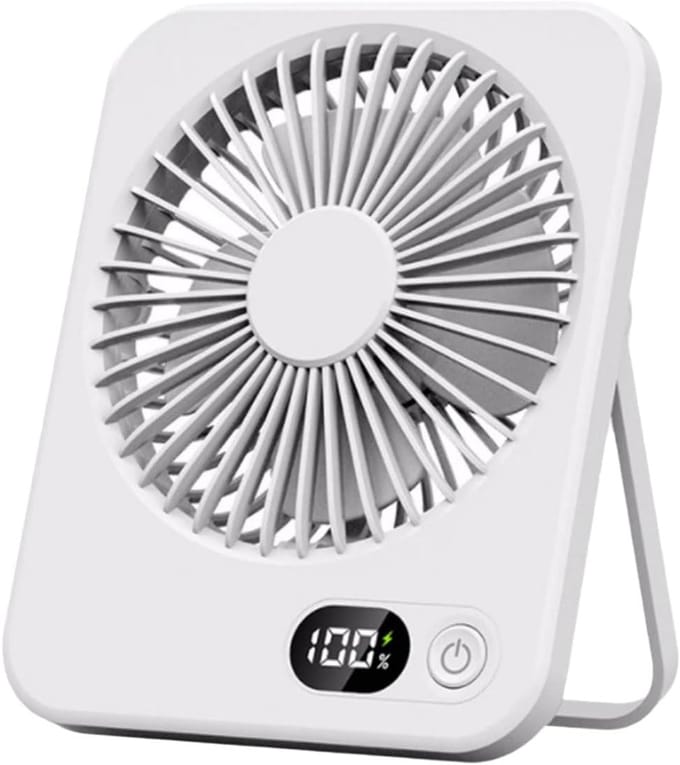 Multifunctionele draagbare ventilator - oplaadbare - draagbare ventilator - draagbare ventilator met vijf snelheden - 180° verstelbare draagbare ventilator - Wit