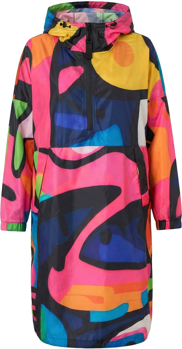 Laurasøn - Dames - Functionele regencape unisex print capuchon - Orchidee - Maat 1