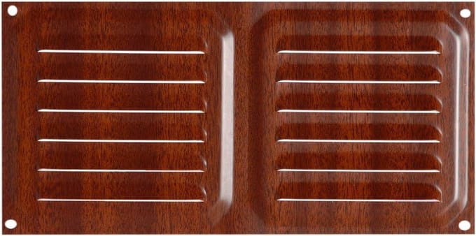 Ventilatierooster - Luchtrooster - Ventilatie - Aluminium constructie - 10 x 20 cm - Donker hout