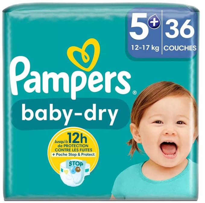 Pampers - Baby Dry - Maat 5+ - Mega Pack - 72 Stuks - 12-17 kg