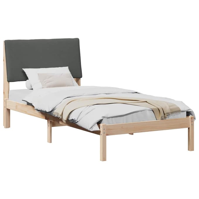 vidaXL - Bedframe - Bruin - en - donkergrijs - 100 - x - 200 - cm - Massief - grenenhout
