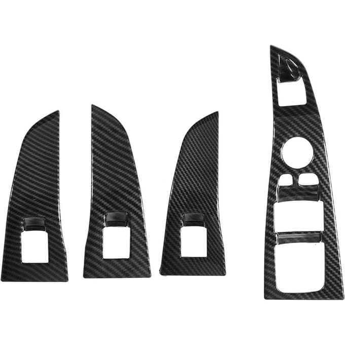 4 pièces ABS Cache de décoration pour interrupteur de lève-vitre, compatible avec X5 X7 2019(Fibre de carbone) black