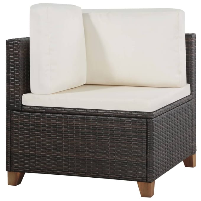 vidaXL - 4-delige - Loungeset - met - kussens - poly - rattan - bruin